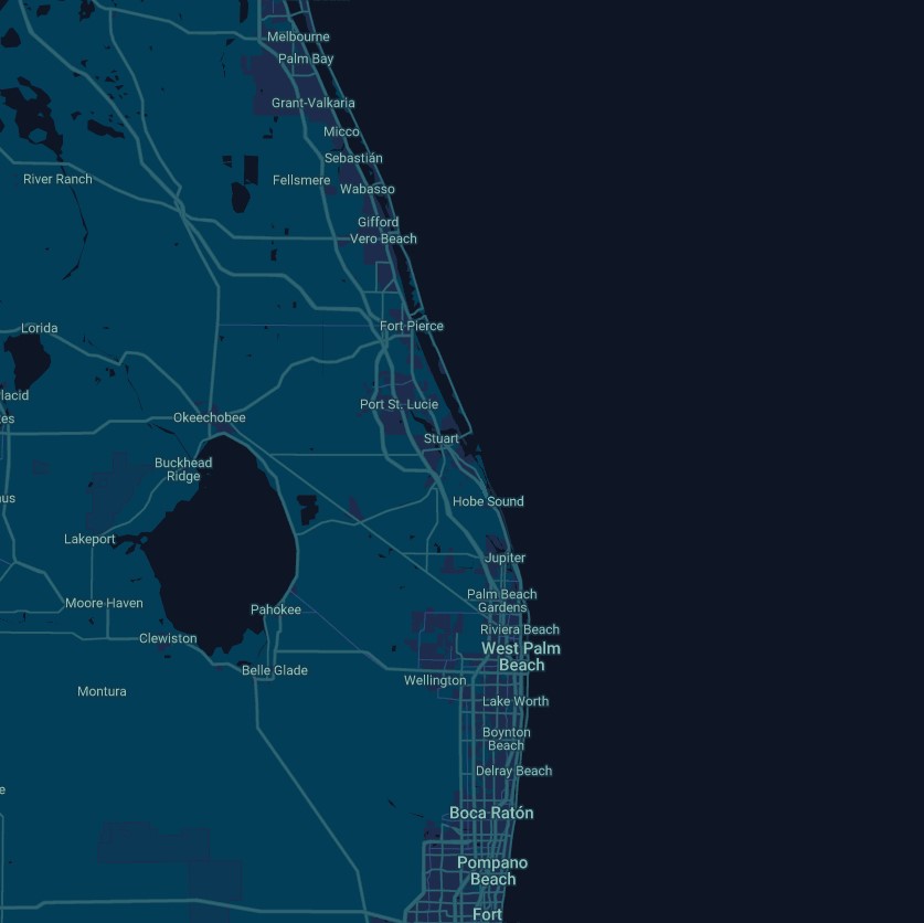 Map of the Southeast Region of Florida